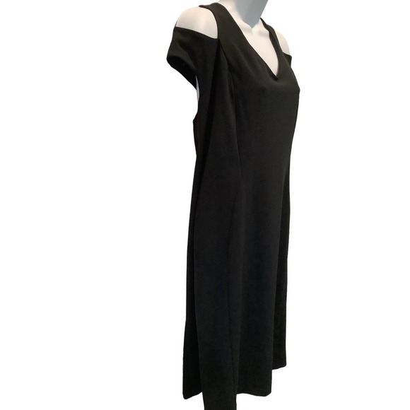 RN STUDIO by RONNINICOLE BLACK STRETCH COLD SHOULDER DRESS 14W - Picture 4 of 7